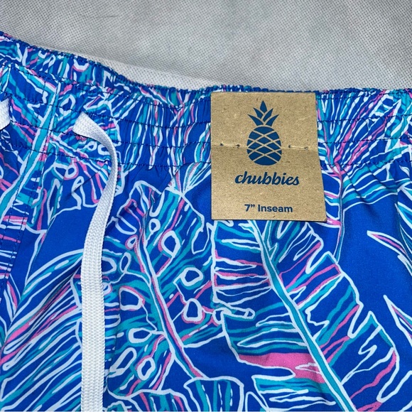 Chubbies blue and pink tropical print swim trunks size XL NWT - Picture 2 of 5